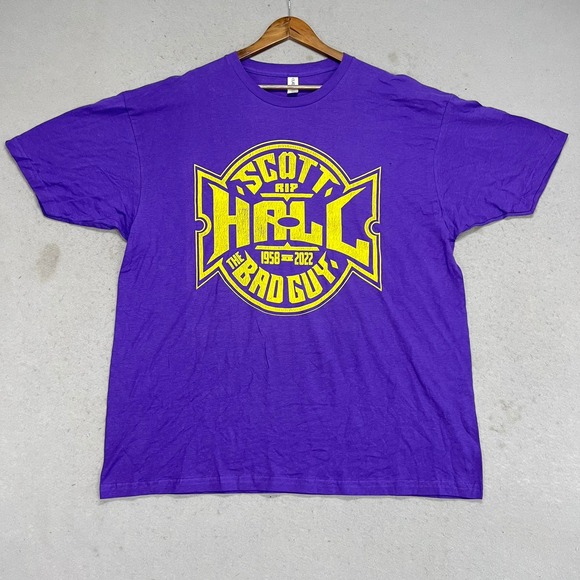 Tultex Other - Scott Hall RIP The Bad Guy T-Shirt Mens XXL Purple Wrestling Memorial Tee